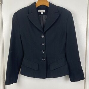 Vintage BEBE Black Wool Blazer Jacket Fitted 4-Button Size 2 Made in USA 90s Y2K
